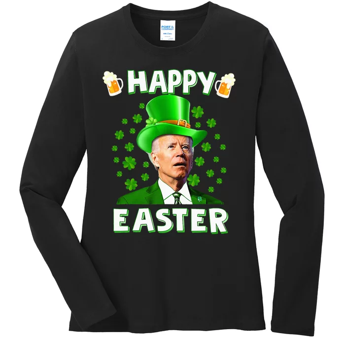 Funny Joe Biden Easter Confused St Patricks Day Ladies Long Sleeve Shirt