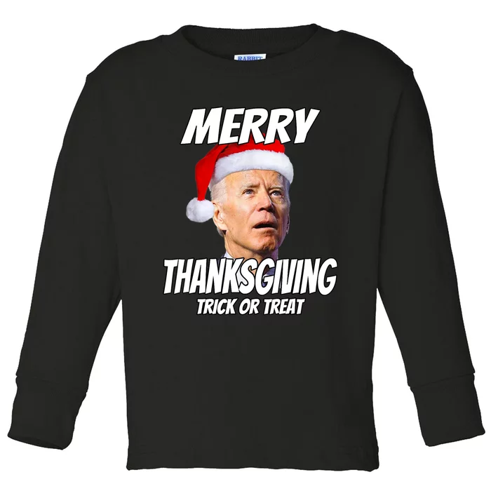 Funny Joe Biden Merry Thanksgiving Trick Or Treat TShirt Toddler Long Sleeve Shirt