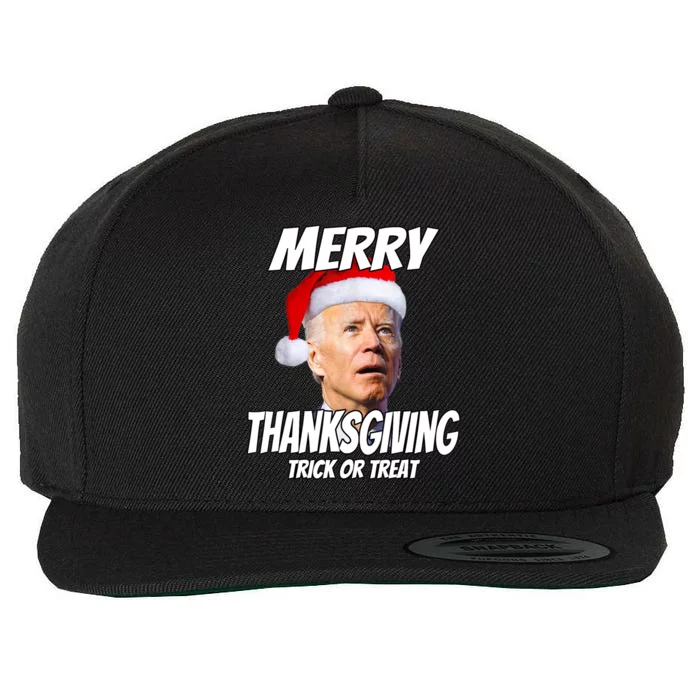 Funny Joe Biden Merry Thanksgiving Trick Or Treat TShirt Wool Snapback Cap