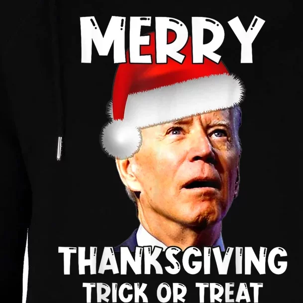 Funny Joe Biden Santa Hat Merry Thanksgiving Christmas Womens Funnel Neck Pullover Hood