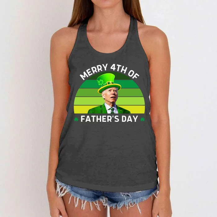 Funny Joe Biden St Patricks Day Merry 4th Of Fathers Day Women's Knotted Racerback Tank