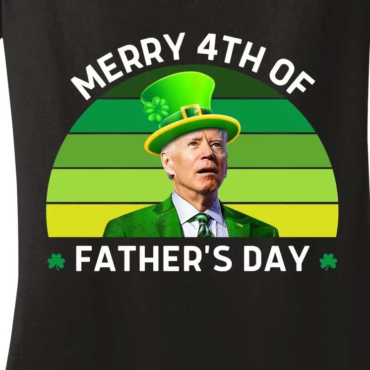 Funny Joe Biden St Patricks Day Merry 4th Of Fathers Day Women's V-Neck T-Shirt