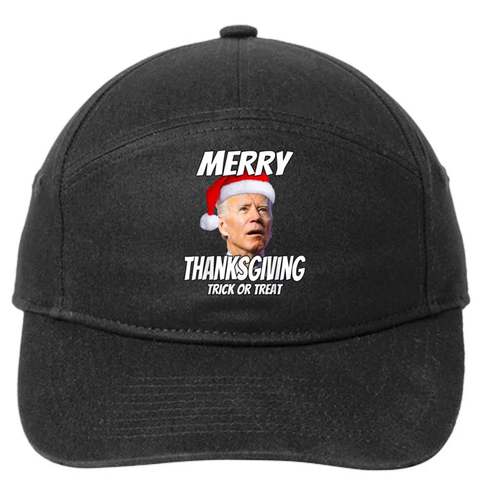 Funny Joe Biden Merry Thanksgiving Trick Or Treat 7-Panel Snapback Hat