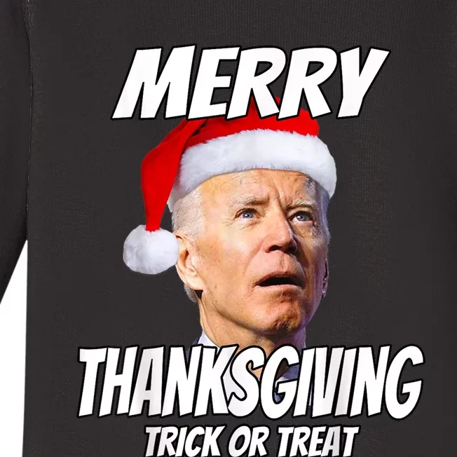 Funny Joe Biden Merry Thanksgiving Trick Or Treat Baby Long Sleeve Bodysuit