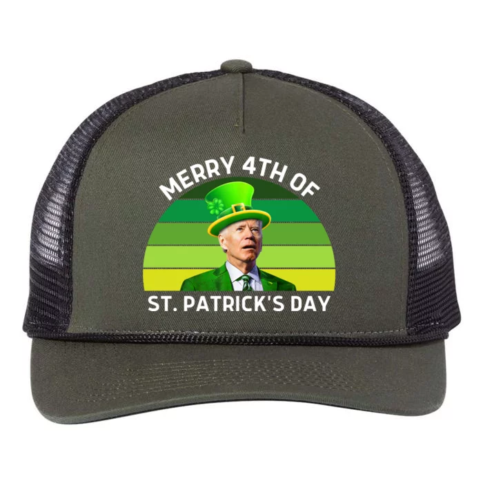 Funny Joe Biden St Patricks Day Merry 4th Of St Patrick's Day Retro Rope Trucker Hat Cap