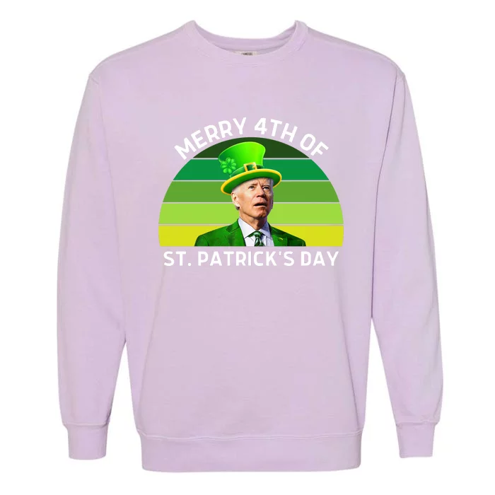 Funny Joe Biden St Patricks Day Merry 4th Of St Patrick's Day Garment-Dyed Sweatshirt