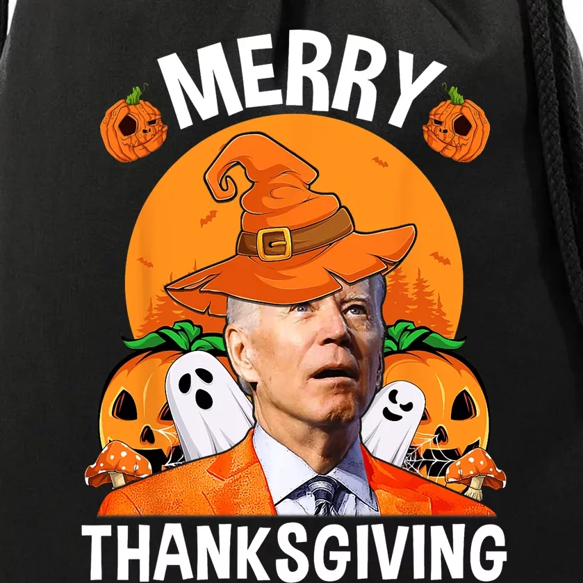 Funny Joe Biden Happy Halloween Merry Thanksgiving Drawstring Bag