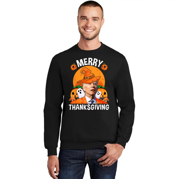 Funny Joe Biden Happy Halloween Merry Thanksgiving Tall Sweatshirt