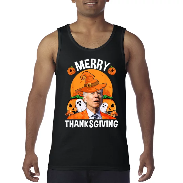 Funny Joe Biden Happy Halloween Merry Thanksgiving Tank Top