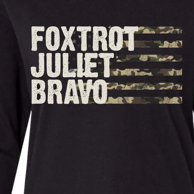 Foxtrot Juliet Bravo Camo Military Flag Womens Cotton Relaxed Long Sleeve T-Shirt