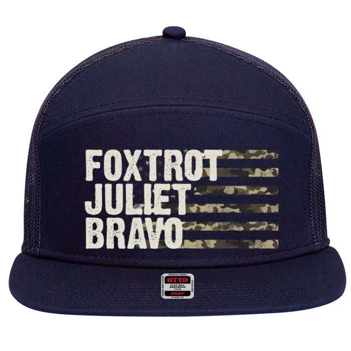 Foxtrot Juliet Bravo Camo Military Flag 7 Panel Mesh Trucker Snapback Hat