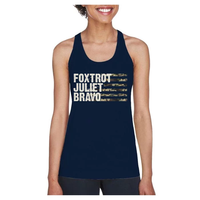 Foxtrot Juliet Bravo Camo Military Flag Women's Racerback Tank