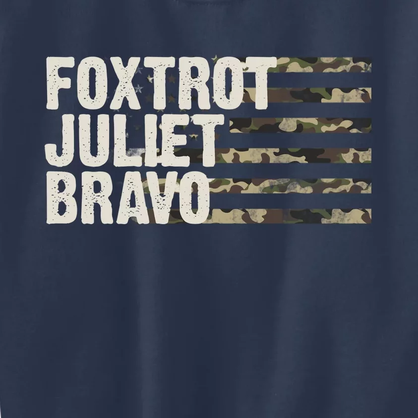 Foxtrot Juliet Bravo Camo Military Flag Kids Sweatshirt