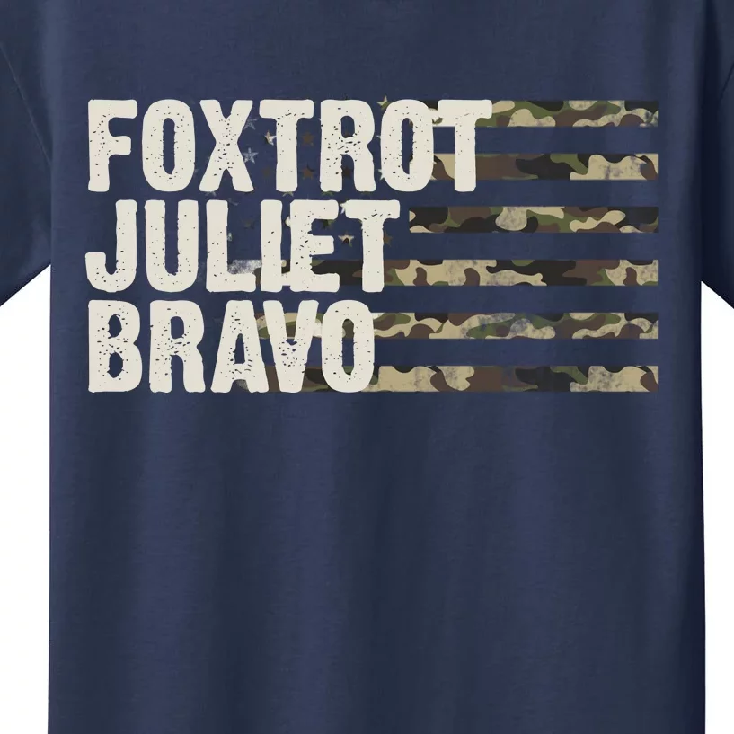 Foxtrot Juliet Bravo Camo Military Flag Kids T-Shirt