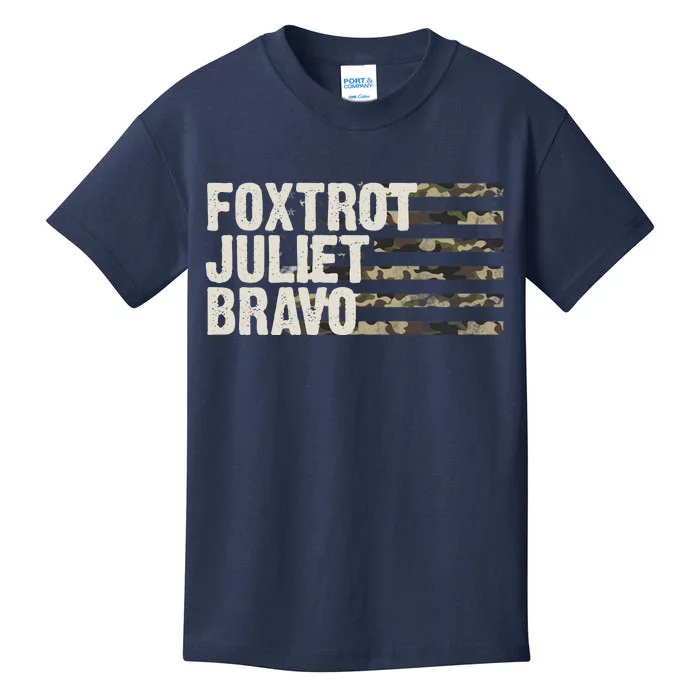 Foxtrot Juliet Bravo Camo Military Flag Kids T-Shirt