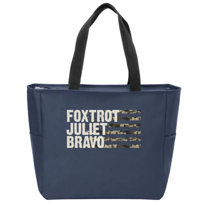 Foxtrot Juliet Bravo Camo Military Flag Zip Tote Bag