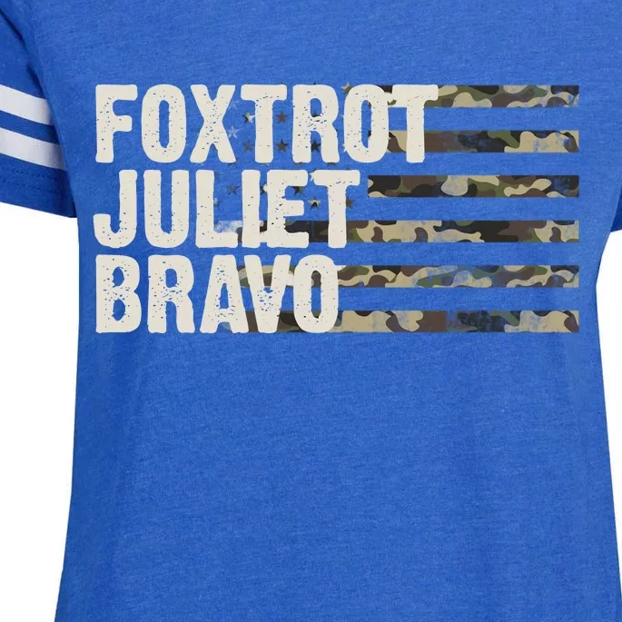 Foxtrot Juliet Bravo Camo Military Flag Enza Ladies Jersey Football T-Shirt