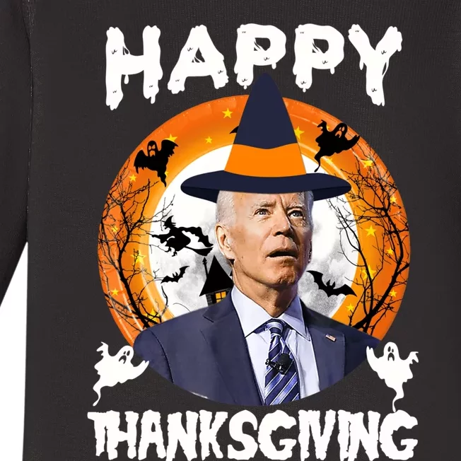 Funny Joe Biden Happy Thanksgiving Confused Happy Halloween Baby Long Sleeve Bodysuit