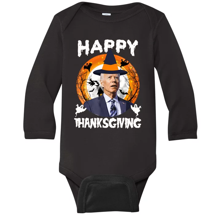 Funny Joe Biden Happy Thanksgiving Confused Happy Halloween Baby Long Sleeve Bodysuit