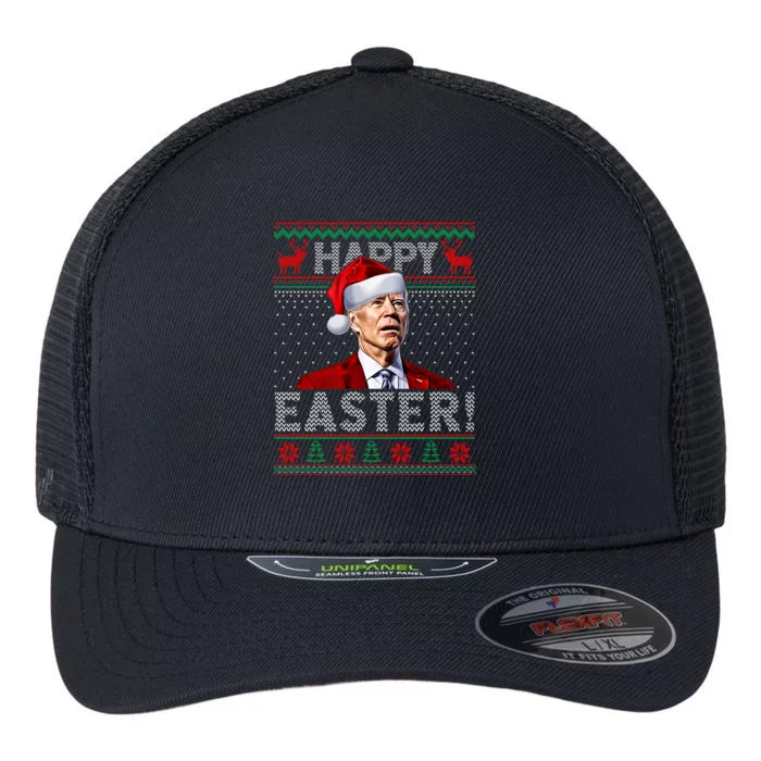 Funny Joe Biden Happy Easter Ugly Christmas Gift Flexfit Unipanel Trucker Cap