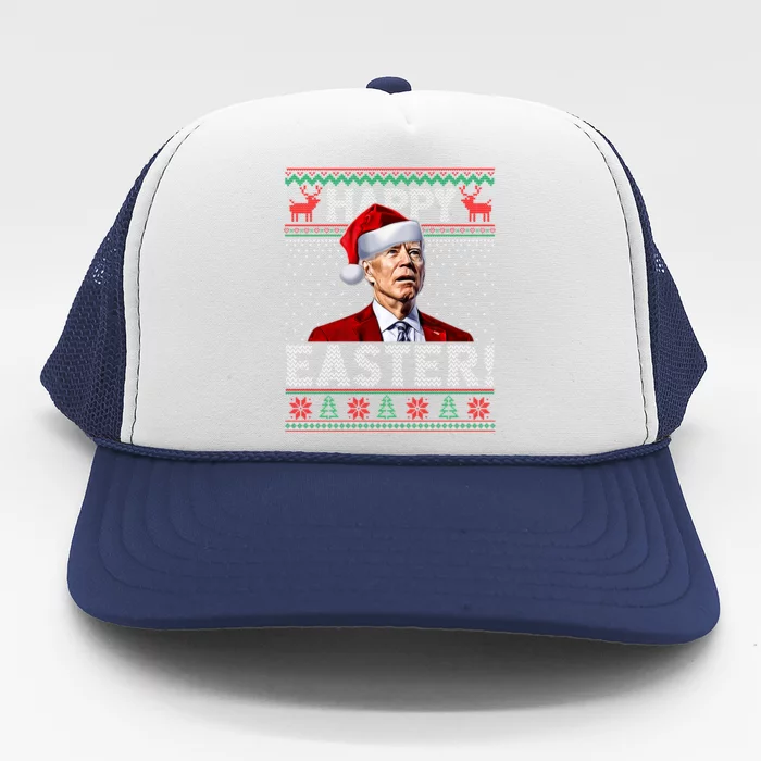 Funny Joe Biden Happy Easter Ugly Christmas Gift Trucker Hat