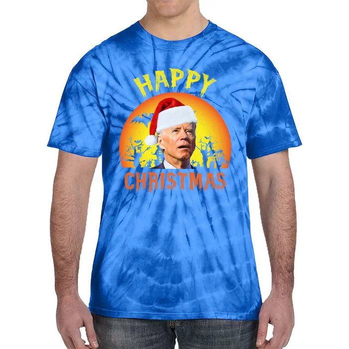 Funny Joe Biden Santa Hat Happy Christmas Confused Halloween Gift Tie-Dye T-Shirt