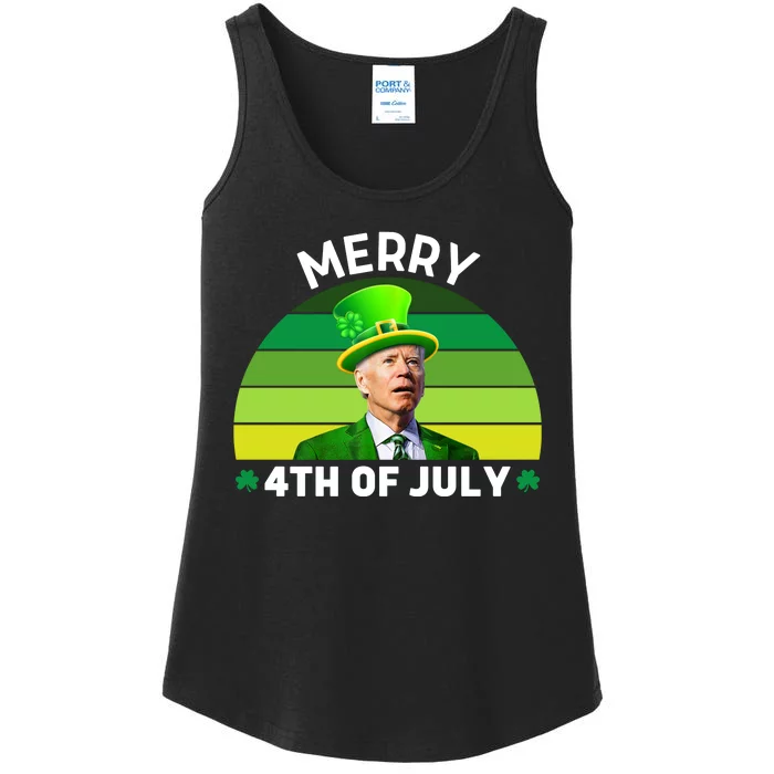 Funny Joe Biden St Patricks Day Merry 4th Of July Ladies Essential Tank