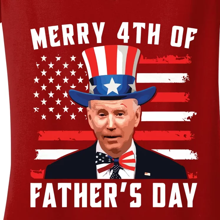 Funny Joe Biden Happy Merry 4th Of July Confused Fathers Day Women's V-Neck T-Shirt