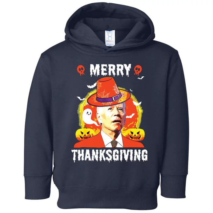 Funny Joe Biden Happy Halloween Merry Thanksgiving Toddler Hoodie