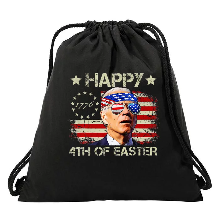 Funny Joe Biden 4th Of July Happy 4th Of Easter Us Flag Drawstring Bag