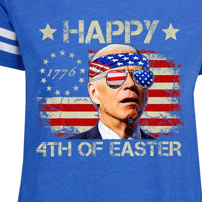 Funny Joe Biden 4th Of July Happy 4th Of Easter Us Flag Enza Ladies Jersey Football T-Shirt