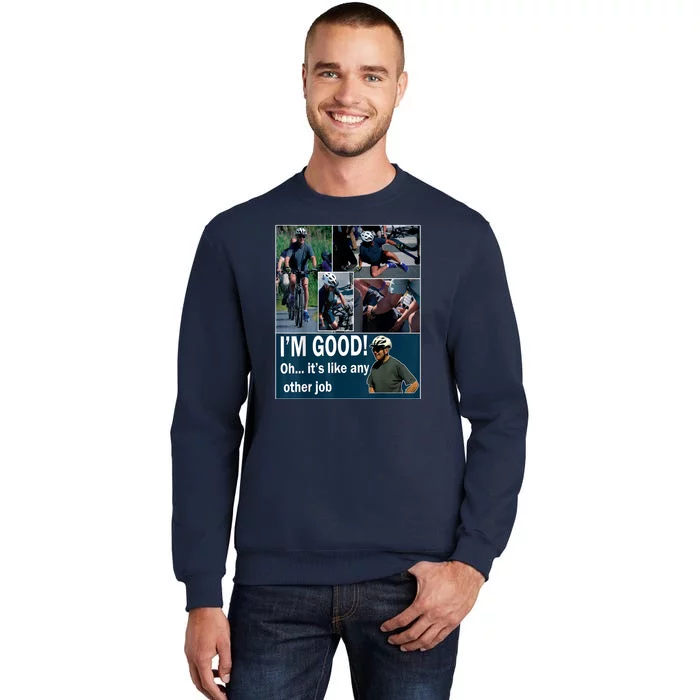 Funny Joe Biden Falling Off Bicycle Bike Meme Sweatshirt