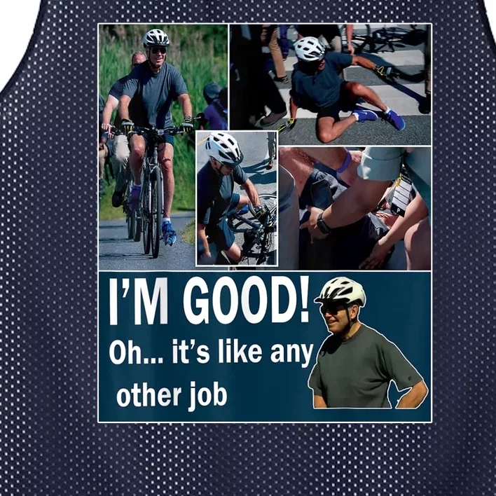 Funny Joe Biden Falling Off Bicycle Bike Meme Mesh Reversible Basketball Jersey Tank