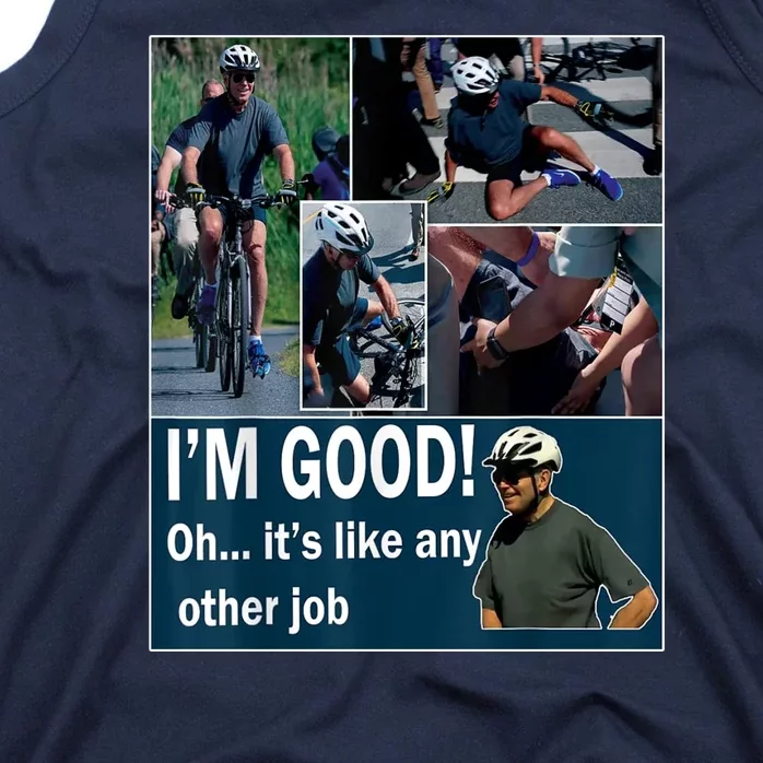 Funny Joe Biden Falling Off Bicycle Bike Meme Tank Top