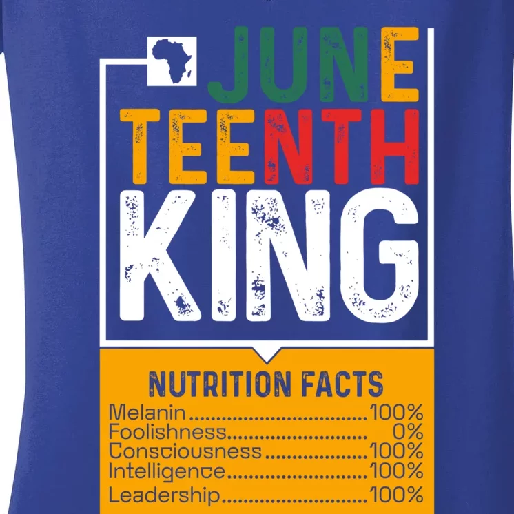 Funny Junenth Black King Nutritional Facts 1865 Gift Women's V-Neck T-Shirt