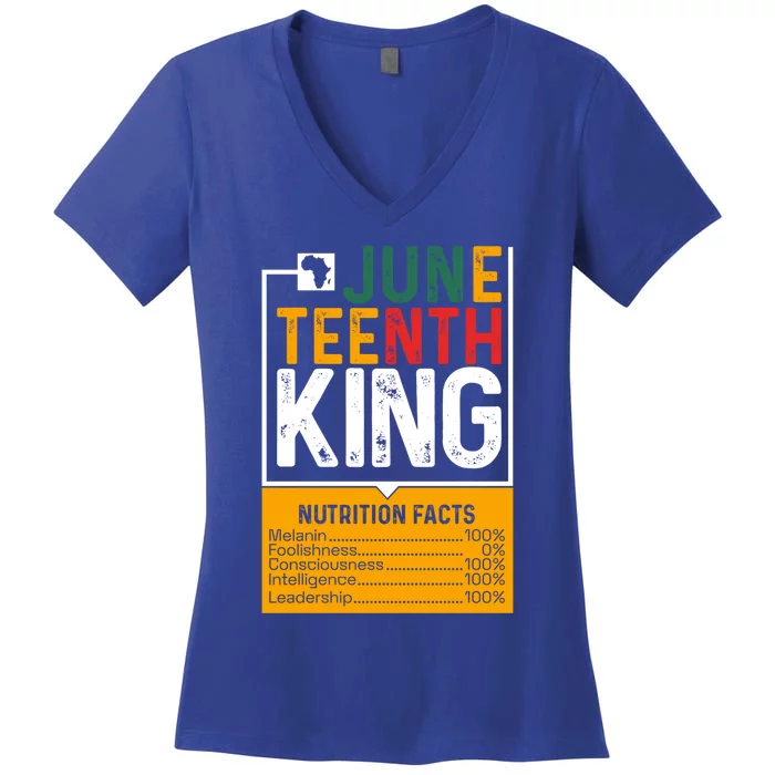 Funny Junenth Black King Nutritional Facts 1865 Gift Women's V-Neck T-Shirt