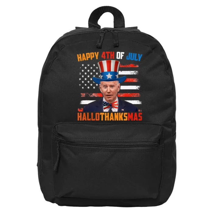 Funny Joe Biden Happy 4th Of July Hallothanksmas Holidays 16 in Basic Backpack