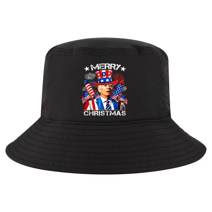 Funny Joe Biden Merry Christmas 4th Of July Firework USA Cool Comfort Performance Bucket Hat