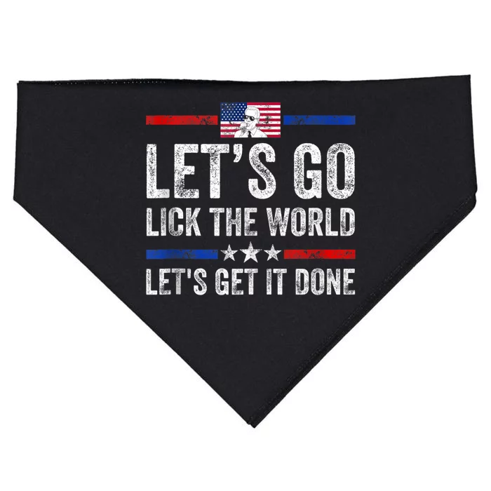 Funny Joe Biden Lets Go Lick The World Lets Get It Done USA-Made Doggie Bandana