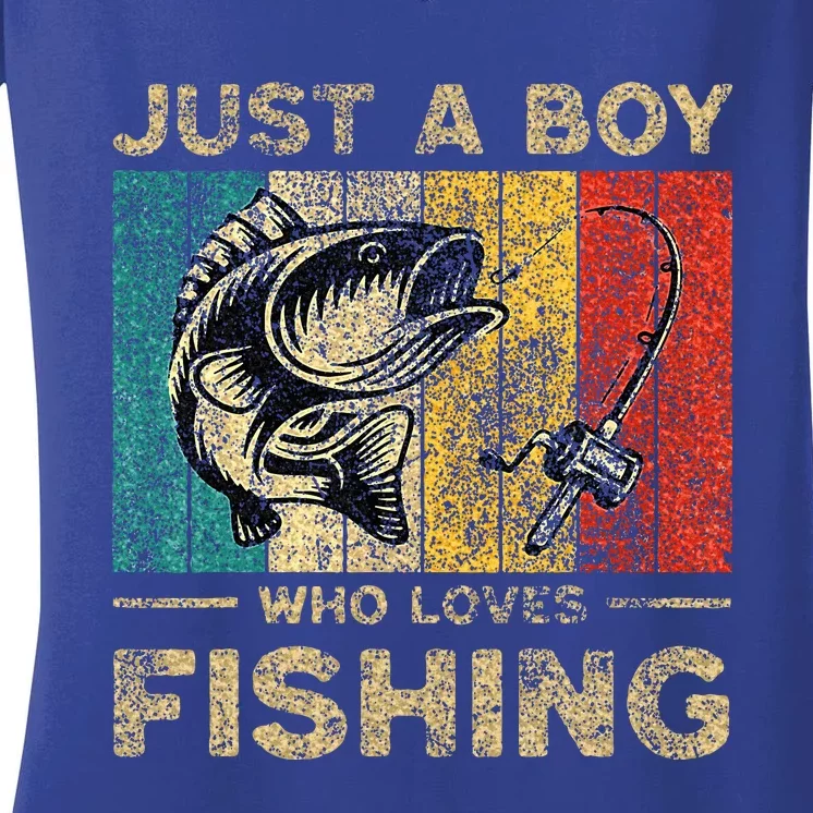 Fishing Jokes Boy Fisherman Bass Fish Women's V-Neck T-Shirt