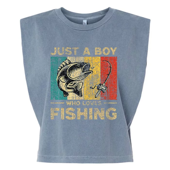 Fishing Jokes Boy Fisherman Bass Fish Garment-Dyed Women's Muscle Tee