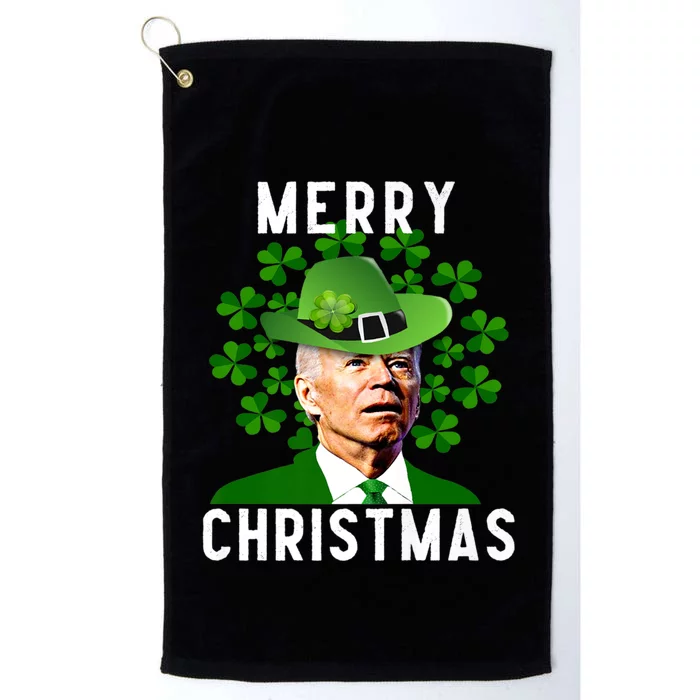 Funny Joe Biden Merry Christmas Confused St Patricks Day Platinum Collection Golf Towel