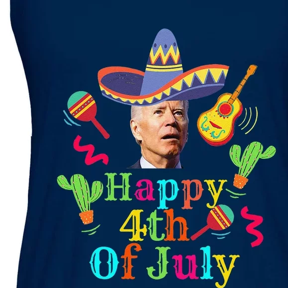 Funny Joe Biden Happy 4th Of July Surprise Cinco De Mayo Ladies Essential Flowy Tank