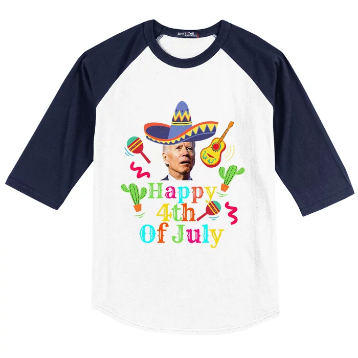 Funny Joe Biden Happy 4th Of July Surprise Cinco De Mayo Baseball Sleeve Shirt