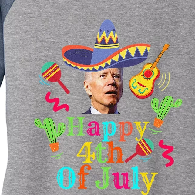 Funny Joe Biden Happy 4th Of July Surprise Cinco De Mayo Women's Tri-Blend 3/4-Sleeve Raglan Shirt