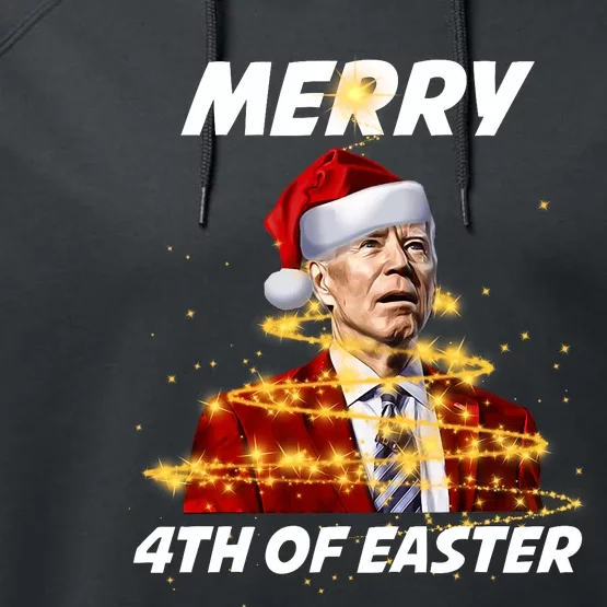 Funny Joe Biden Christmas Santa Hat Merry 4th Of Easter Xmas Performance Fleece Hoodie