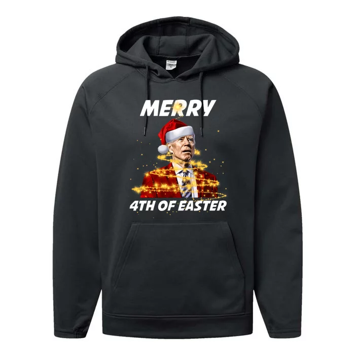 Funny Joe Biden Christmas Santa Hat Merry 4th Of Easter Xmas Performance Fleece Hoodie