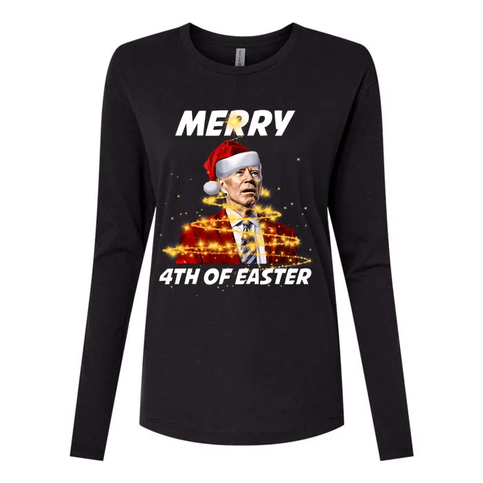 Funny Joe Biden Christmas Santa Hat Merry 4th Of Easter Xmas Womens Cotton Relaxed Long Sleeve T-Shirt