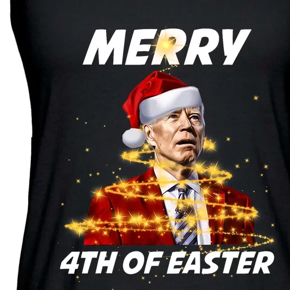 Funny Joe Biden Christmas Santa Hat Merry 4th Of Easter Xmas Ladies Essential Flowy Tank