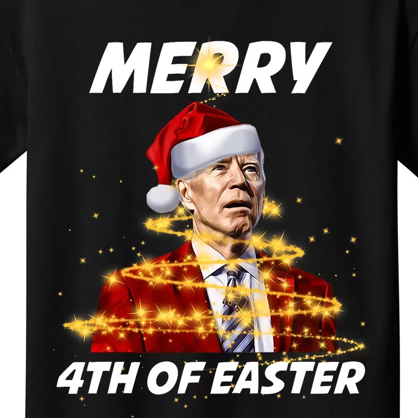 Funny Joe Biden Christmas Santa Hat Merry 4th Of Easter Xmas Kids T-Shirt